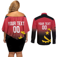 Angola Basketball Custom Couples Matching Off Shoulder Short Dress and Long Sleeve Button Shirt Go Champions Angolan - Wonder Print Shop