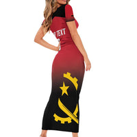 Angola Basketball Custom Family Matching Short Sleeve Bodycon Dress and Hawaiian Shirt Go Champions Angolan - Wonder Print Shop