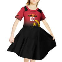 Angola Basketball Custom Kid Short Sleeve Dress Go Champions Angolan - Wonder Print Shop
