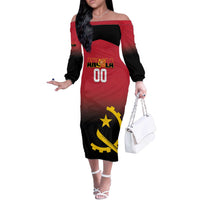Angola Basketball Custom Off The Shoulder Long Sleeve Dress Go Champions Angolan - Wonder Print Shop