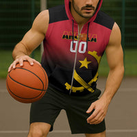 Angola Basketball Custom Sleeveless Zip Hoodie Go Champions Angolan - Wonder Print Shop