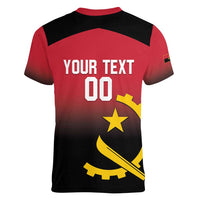 Angola Basketball Custom Women V-Neck T-Shirt Go Champions Angolan - Wonder Print Shop