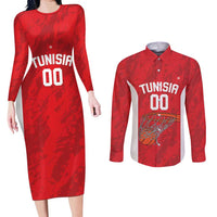 Tunisia Basketball Custom Couples Matching Long Sleeve Bodycon Dress and Long Sleeve Button Shirt Go Champions Eagles of Carthage - Wonder Print Shop