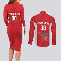 Tunisia Basketball Custom Couples Matching Long Sleeve Bodycon Dress and Long Sleeve Button Shirt Go Champions Eagles of Carthage - Wonder Print Shop