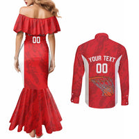 Tunisia Basketball Custom Couples Matching Mermaid Dress and Long Sleeve Button Shirt Go Champions Eagles of Carthage - Wonder Print Shop