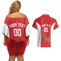 Tunisia Basketball Custom Couples Matching Off Shoulder Short Dress and Hawaiian Shirt Go Champions Eagles of Carthage - Wonder Print Shop