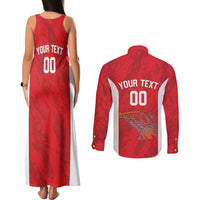 Tunisia Basketball Custom Couples Matching Tank Maxi Dress and Long Sleeve Button Shirt Go Champions Eagles of Carthage - Wonder Print Shop