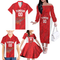 Tunisia Basketball Custom Family Matching Off The Shoulder Long Sleeve Dress and Hawaiian Shirt Go Champions Eagles of Carthage - Wonder Print Shop