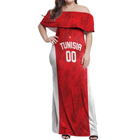 Tunisia Basketball Custom Off Shoulder Maxi Dress Go Champions Eagles of Carthage - Wonder Print Shop