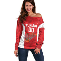 Tunisia Basketball Custom Off Shoulder Sweater Go Champions Eagles of Carthage - Wonder Print Shop