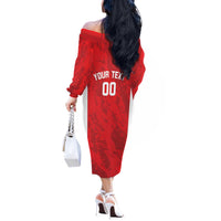 Tunisia Basketball Custom Off The Shoulder Long Sleeve Dress Go Champions Eagles of Carthage - Wonder Print Shop
