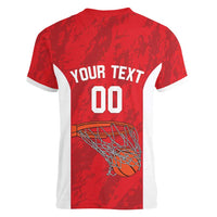 Tunisia Basketball Custom Women V-Neck T-Shirt Go Champions Eagles of Carthage - Wonder Print Shop