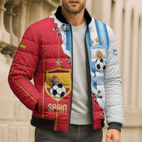 Custom Argentina Spain Football 2026 Bomber Puffer Jacket La Albiceleste La Roja Together
