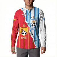 Custom Argentina Spain Football 2026 Button Sweatshirt La Albiceleste La Roja Together