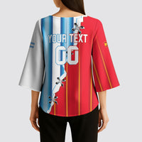 Custom Argentina Spain Football 2026 Kimono Sleeve Blouse La Albiceleste La Roja Together