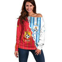 Custom Argentina Spain Football 2026 Off Shoulder Sweater La Albiceleste La Roja Together