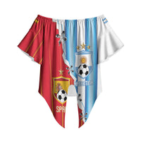 Custom Argentina Spain Football 2026 Off Shoulder Wrap Waist Top La Albiceleste La Roja Together