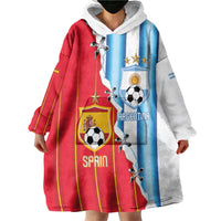 Custom Argentina Spain Football 2026 Wearable Blanket Hoodie La Albiceleste La Roja Together