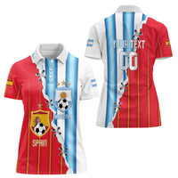 Custom Argentina Spain Football 2026 Women Polo Shirt La Albiceleste La Roja Together