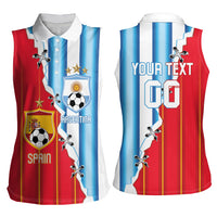 Custom Argentina Spain Football 2026 Women Sleeveless Polo Shirt La Albiceleste La Roja Together