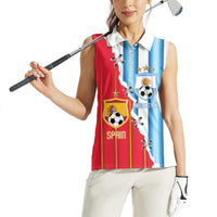 Custom Argentina Spain Football 2026 Women Sleeveless Polo Shirt La Albiceleste La Roja Together