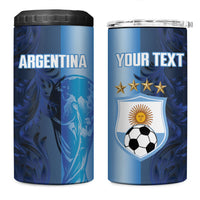 Custom Argentina World Football 2026 4 in 1 Can Cooler Tumbler La Albiceleste 4th Champion Proud