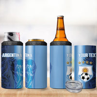 Custom Argentina World Football 2026 4 in 1 Can Cooler Tumbler La Albiceleste 4th Champion Proud