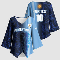 Custom Argentina World Football 2026 Kimono Sleeve Blouse La Albiceleste 4th Champion Proud