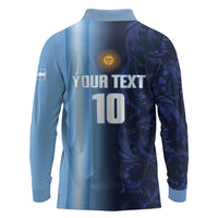 Custom Argentina World Football 2026 Long Sleeve Polo Shirt La Albiceleste 4th Champion Proud