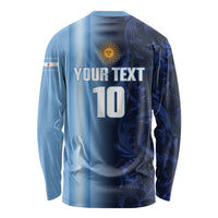 Custom Argentina World Football 2026 Long Sleeve Shirt La Albiceleste 4th Champion Proud