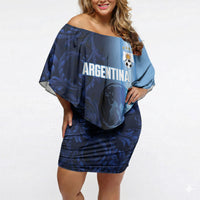 Custom Argentina World Football 2026 Off Shoulder Short Dress La Albiceleste 4th Champion Proud