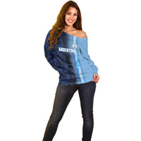 Custom Argentina World Football 2026 Off Shoulder Sweater La Albiceleste 4th Champion Proud
