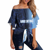 Custom Argentina World Football 2026 Off Shoulder Wrap Waist Top La Albiceleste 4th Champion Proud