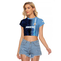 Custom Argentina World Football 2026 Raglan Cropped T Shirt La Albiceleste 4th Champion Proud