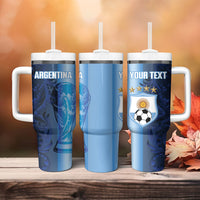 Custom Argentina World Football 2026 Tumbler With Handle La Albiceleste 4th Champion Proud