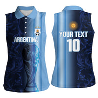 Custom Argentina World Football 2026 Women Sleeveless Polo Shirt La Albiceleste 4th Champion Proud