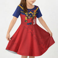 Custom Spain World Football 2026 Kid Short Sleeve Dress La Roja 2nd Champion Proud