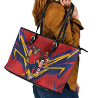 Custom Spain World Football 2026 Leather Tote Bag La Roja 2nd Champion Proud