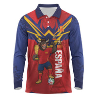 Custom Spain World Football 2026 Long Sleeve Polo Shirt La Roja 2nd Champion Proud