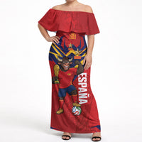 Custom Spain World Football 2026 Off Shoulder Maxi Dress La Roja 2nd Champion Proud