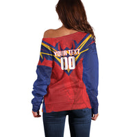 Custom Spain World Football 2026 Off Shoulder Sweater La Roja 2nd Champion Proud