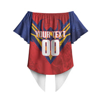 Custom Spain World Football 2026 Off Shoulder Wrap Waist Top La Roja 2nd Champion Proud