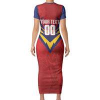 Custom Spain World Football 2026 Short Sleeve Bodycon Dress La Roja 2nd Champion Proud