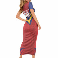 Custom Spain World Football 2026 Short Sleeve Bodycon Dress La Roja 2nd Champion Proud
