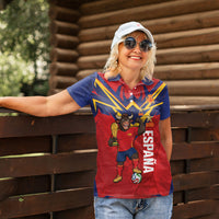 Custom Spain World Football 2026 Women Polo Shirt La Roja 2nd Champion Proud