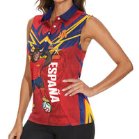 Custom Spain World Football 2026 Women Sleeveless Polo Shirt La Roja 2nd Champion Proud