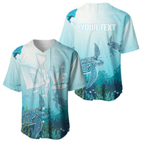 Personalized Dominica Freediving Baseball Jersey Leatherback Sea Turtle Ocean Style