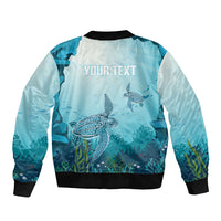 Personalized Dominica Freediving Bomber Jacket Leatherback Sea Turtle Ocean Style