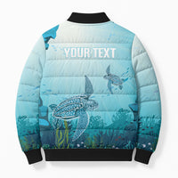 Personalized Dominica Freediving Bomber Puffer Jacket Leatherback Sea Turtle Ocean Style