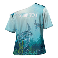 Personalized Dominica Freediving Cross Shoulder Shirt Leatherback Sea Turtle Ocean Style